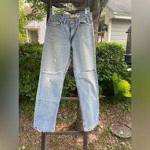 Levi’s 505s red tag light wash distressed